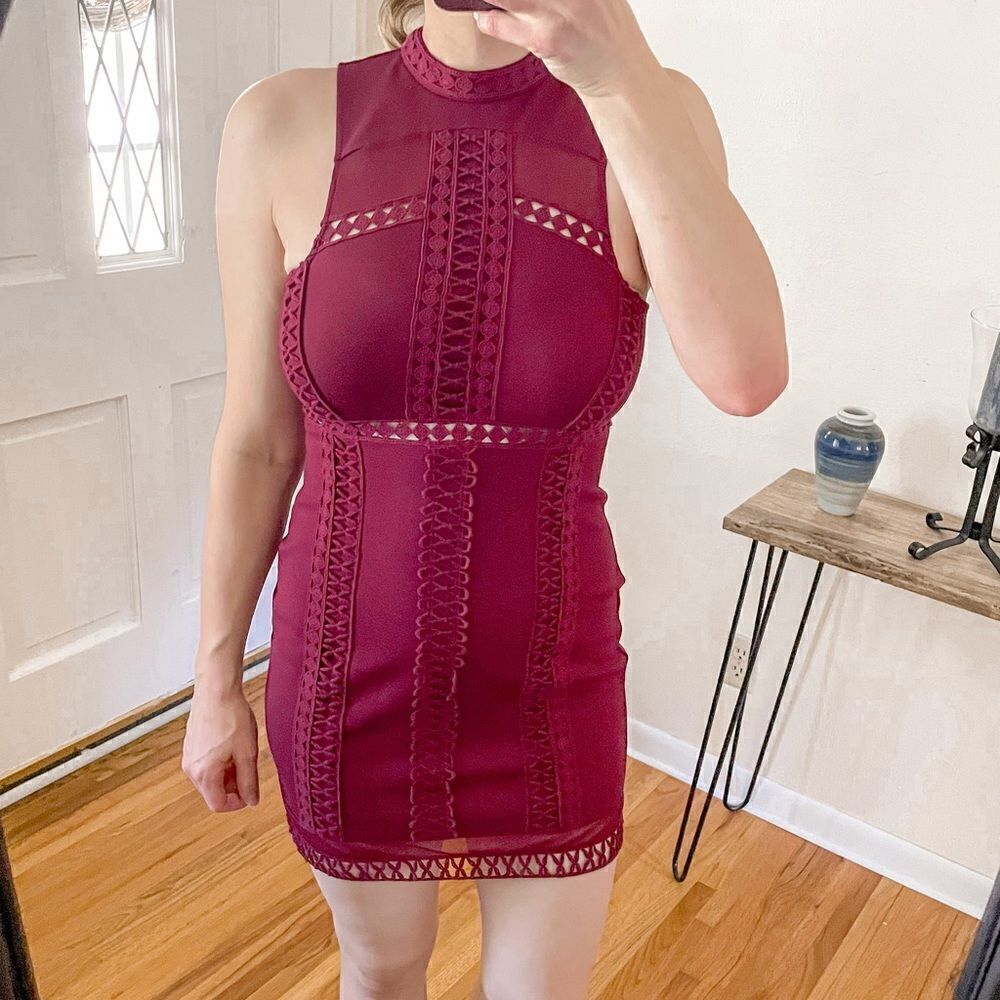 Free People Skyscraper Mini Dress Raspberry Red